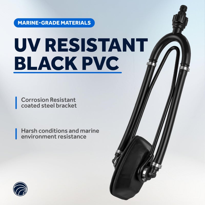 Five Oceans Outboard Motor Muffs, Dual Feed Muff Boat Motor Flusher, Black PVC Marine Grade Rectangular Muffs, Coated Steel Bracket, Includes Garden Hose Connector and Quick Connect Adapter - FO4241 - Image 4